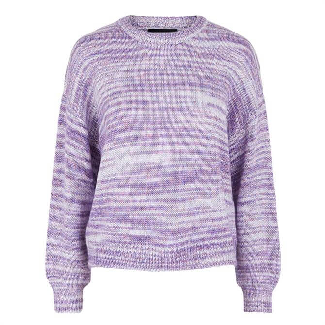 Pieces Kye Long Sleeve Round Neck Purple Sweater